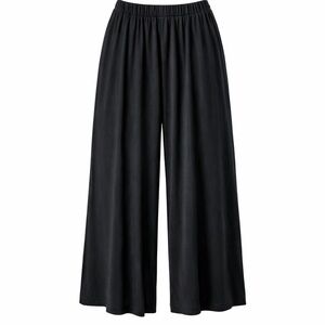 Black Palazzo Pants Wide Leg Flowy Elastic Waist 1X